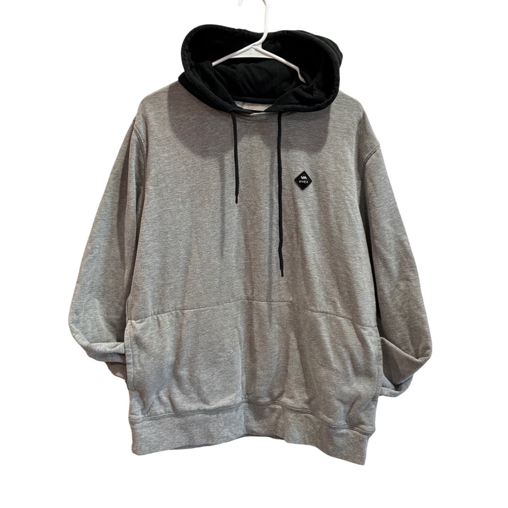 RVCA Mens Gray Black Colorblock Pullover Hoodie Sweatshirt MHFF01DD Size Large